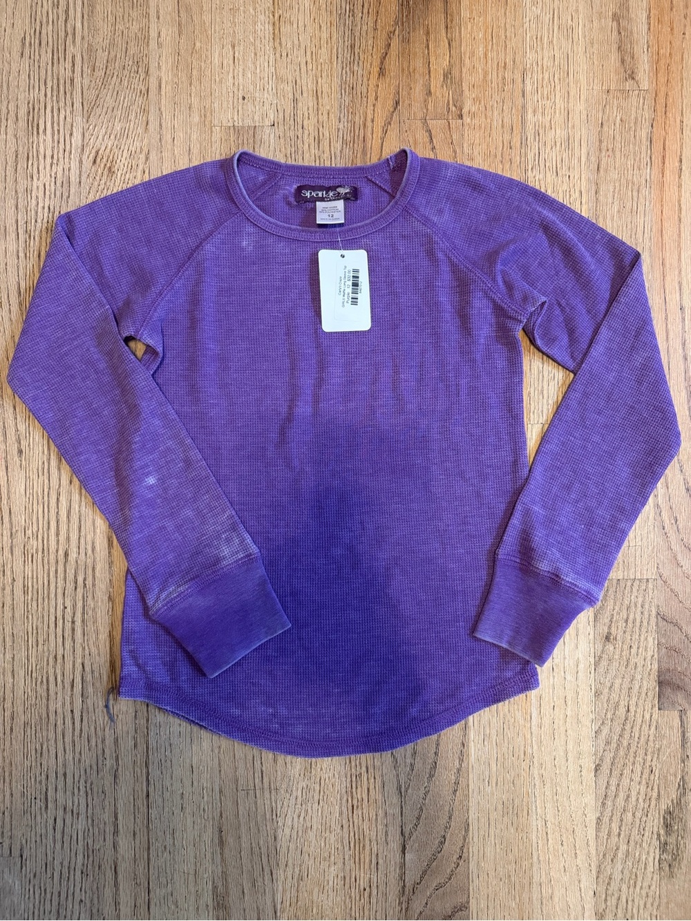 Sparkle Girls Waffle Knit Long Sleeve Top Purple Size 12 New With Tags